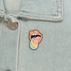 ✨Rolling Stones Rainbow Disco Tongue Enamel Pin-Rainbow tongue Brooch with stars